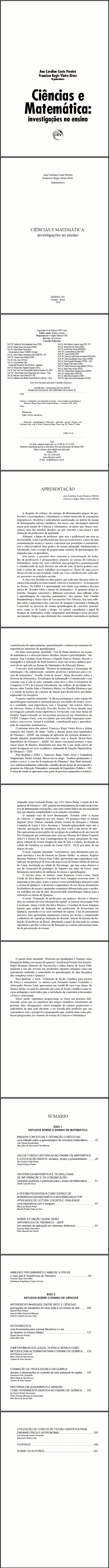 CIÊNCIAS E MATEMÁTICA:<br>investigações no ensino